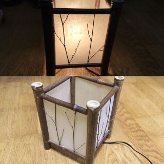 Japanese Handicraft Wooden Frame X Washi Lantern (light) - 22cm Tall
