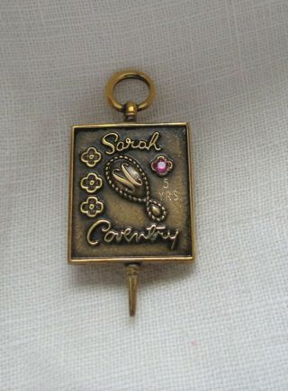 Vintage 10k Solid Gold & Ruby Sarah Coventry 5 Yr Service Award Pin Maco