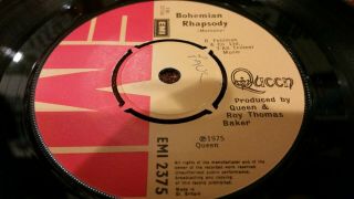 Queen - Bohemian Rhapsody 1975 7 " Vinyl Emi 2375