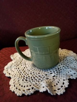 1 Longaberger Pottery Woven Traditions Sage Green Coffee Mug/cup Euc