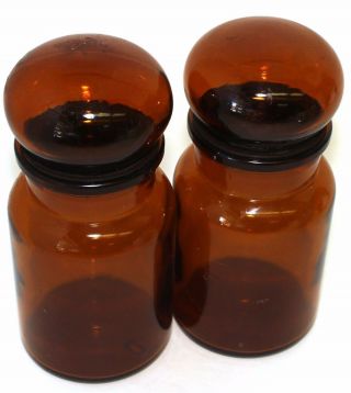 Vintage Apothecary / Pharmacist Brown Amber Glass Medicine Jars Made In Belguim