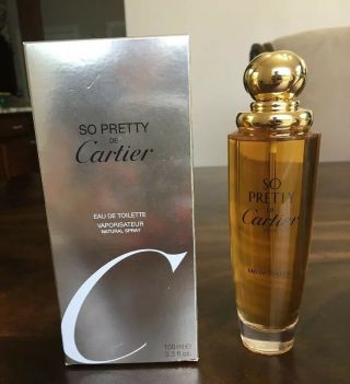 Cartier So Pretty 3.  3 Oz 100 Ml Eau De Toilette Vintage Fragrance Spray W/box