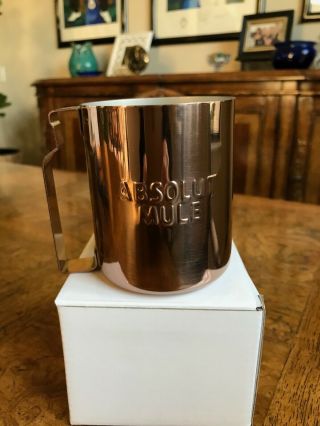 Set Of 4 Absolut Vodka Moscow Mule Mugs Cups - Nib Copper Plated Stainless Steel