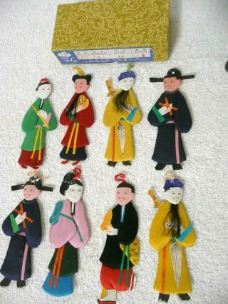 Vintage Chinese Paper Cloth Ornaments People 