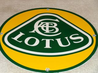 Vintage Lotus Sports Car 11 3/4 " Porcelain Metal Truck,  Motors Gasoline Oil Sign