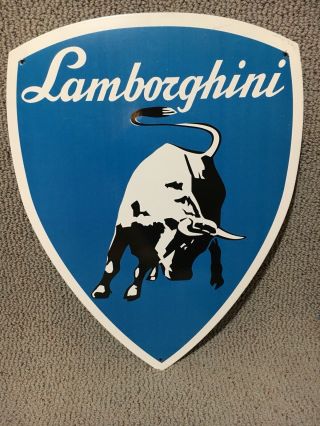 Lamborghini Dealer Shield 24 Inch Die Cut Vintage Style Porcelain Sign