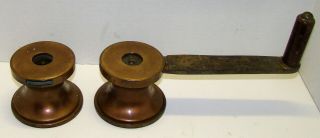 Vintage Bronze Winches A.  S.  Co? South Coast? 3 5/8 " X3 1/8 " With Wc Bronze Handle