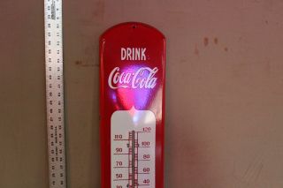 Rare 39 " Drink Coca Cola Soda Pop Coke Porcelain Metal Thermometer Dealer Sign