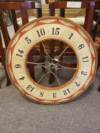 Antique Folk Art Carnival Game Wheel,  Double Sided