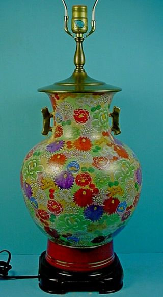 Vintage Japanese Kutani Porcelain ‘millefleur / Thousand Flower’ Vase / Lamp