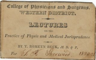 Fairfield Medical College Ny Lecture Ticket 1820 - 21