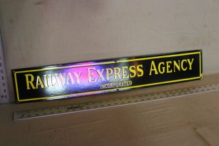 30 " Railway Express Agency Railroad Porcelain Sign Gas Oil Train Service Car
