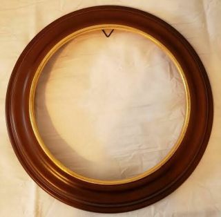 Van Hygan & Smyth Round Wood Frame W/ Gold Leaf Trim Cs95 For 81/4 " - 81/2 " Plate
