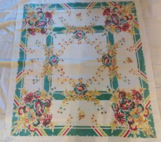 Vintage 100 Cotton Bouquets Of Flowers Tablecloth 51 " X 45 " Gorgeous