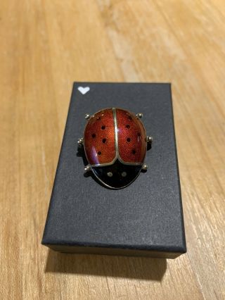 David Andersen Enamel Sterling Silver Ladybug Pin Norway
