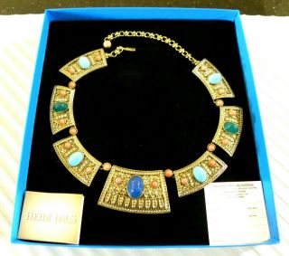 Nib Heidi Daus " Queen Of The Nile " Crystal Carved Station Necklace Retail $250