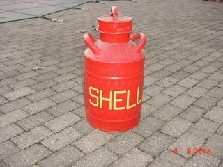 Vintage Shell 5 Gallon Oil Gas Sign Can Embossed Metal Refinery Ellisco