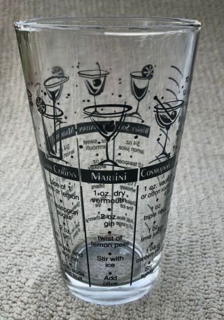 Vintage Federal Retro Cocktail Recipe Bar Glass Tumbler Mixing Measuring 1960 