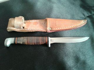 Vintage Case Xx Usa M3f Ssp Razor Edge Hunting Knife W/ Leather Sheath