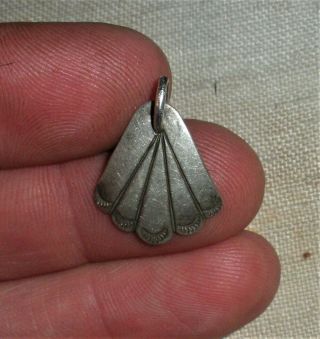 Antique C.  1930 Navajo Coin Silver Pendant Charm Thunderbird Tail Feathers Vafo