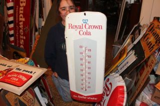 Vintage C.  1960 Rc Royal Crown Cola Soda Pop 26 " Metal Thermometer Sign