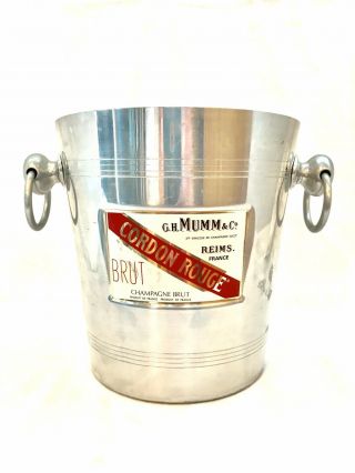 Cordon Rouge Champagne Brut Gh Mumm & Co Silver Tone Bar Ice Bucket With Handles