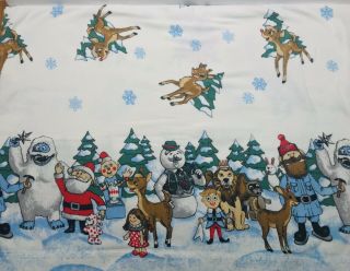 Twin Flat Sheet Flannel Rudolph Red Nosed Reindeer Island Of Misfit Toys Xmas