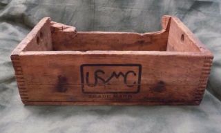 Vintage Usmc Wooden Advertising Crate United Shoe Eyelets Brass
