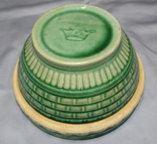 Rrp Crown Green 8 1/2 " Brick Bowl Stoneware Yellow Ware Pottery Vtg Antique