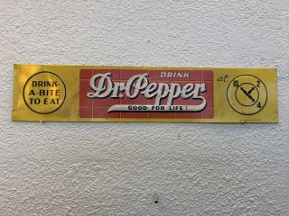 Vintage 1939 Dr Pepper Drink A Bite To Eat 10 - 2 - 4 Metal Tin Sign Rare Size