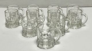 11 Federal Glass Miniature Beer Mug Shot Glasses Or Toothpick Holders Vintage