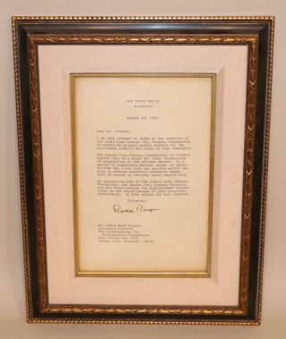 1982 President Ronald Reagan Signed Autographed Letter On White House Stationery