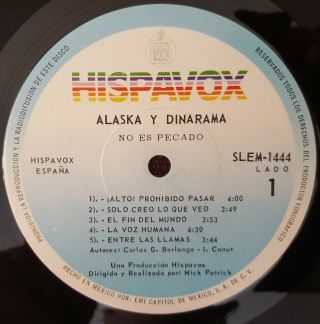 ALASKA Y DINARAMA No Es Pecado 1986 LP Mexico DIFFERENT COVER 3