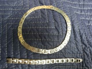 Vintage Sterling Silver Mexico Modernist Heavy Link Necklace Bracelet Set Taxco