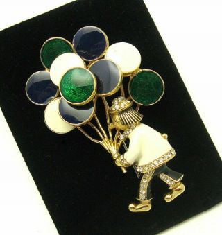 Iconic and Rare Vintage CINER Balloon Seller Clown Brooch Pin 2