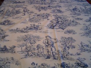 Vintage Blue And White Toile Country Print Tablecloth 60x92
