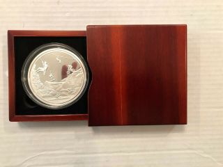 Bsa 2013 National Jamboree Rare Proof Silver 5 Troy Ounce Coin In Wood Case.