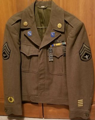 Vintage World War Ii U.  S.  Army Air Corp Eisenhower Jacket W/badges,  Patches.  Rib