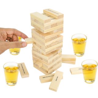 Drunken Blocks Shot Glass Drinking Game,  A Tower Of Fun Gag Gift White Elephant
