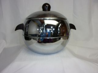 West Bend Penguin Ice Bucket Hot/cold Server.  Chrome Stainless Steel Mid Century