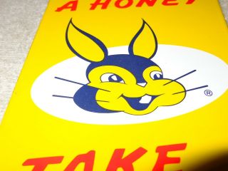Vintage Take Home Bunny Bread 10 " Porcelain Metal Soda,  Pop,  Gasoline & Oil Sign
