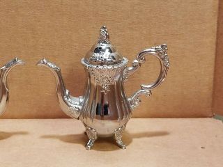 VTG Godinger Silver Art Co Teapot Coffee Pot Silverplate Salt Pepper Shakers 3
