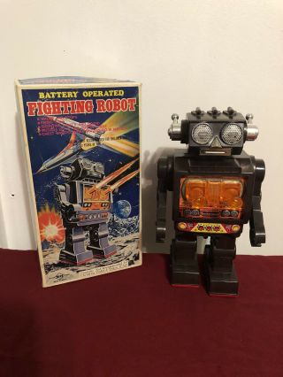 Vintage Fighting Robot Battery Operated Made In Japan Box Horikawa