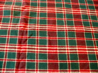 Vintage Medium Weight Wool Fabric Material Tartan Plaid 57 " X36 " Red Green White