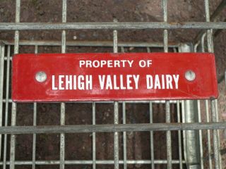 Vintage PORCELAIN Lehigh Valley Dairy Metal Milk Crate Allentown Pa Sign 3