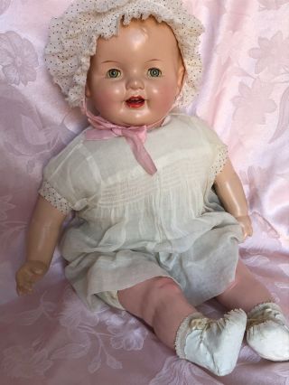 Vintage 25 1/2” Mama Doll Composition Teeth Happy Doll 1930 