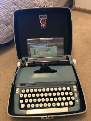 Vintage Smith Corona Sterling Typewriter W/ Hard Case,  Case Key,  And Docum