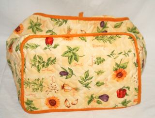 Vintage Toaster Cover Quilted Orange Yellow Green Herb Spice Floral Pattern 12x9