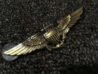Wwii Us Navy Aviator Pilot Wings 2 3/4 " Full Sized Amico 1/20 Gold On Sterling