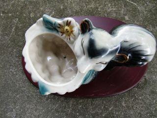 Vintage Ceramic Porcelain Skunk Planter w/ Gold Trim & Sunflowers 5.  5 x 3.  0” 2